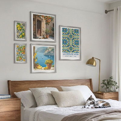 Väggdekoration tavelset Italienska Amalfi-citrusblommor