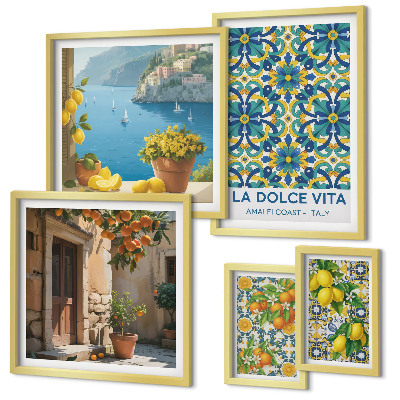Väggdekoration tavelset Italienska Amalfi-citrusblommor
