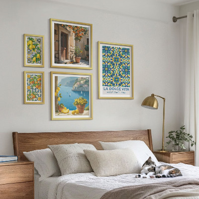 Väggdekoration tavelset Italienska Amalfi-citrusblommor
