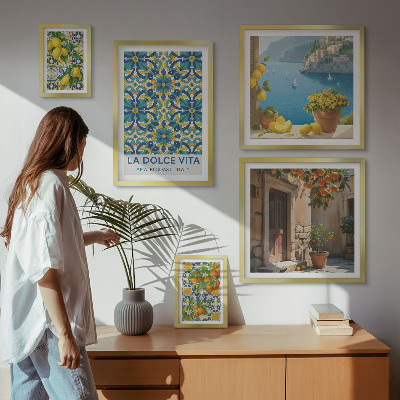 Väggdekoration tavelset Italienska Amalfi-citrusblommor