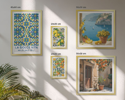 Väggdekoration tavelset Italienska Amalfi-citrusblommor
