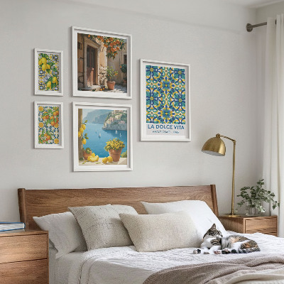 Väggdekoration tavelset Italienska Amalfi-citrusblommor