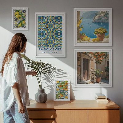 Väggdekoration tavelset Italienska Amalfi-citrusblommor