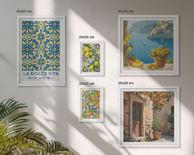 Väggdekoration tavelset Italienska Amalfi-citrusblommor
