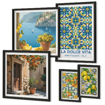 Väggdekoration tavelset Italienska Amalfi-citrusblommor