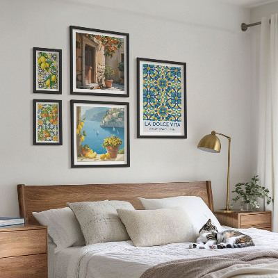 Väggdekoration tavelset Italienska Amalfi-citrusblommor