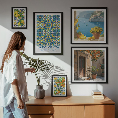 Väggdekoration tavelset Italienska Amalfi-citrusblommor