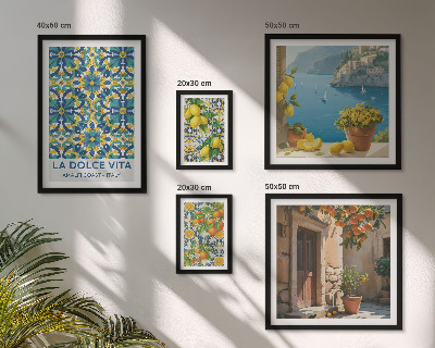 Väggdekoration tavelset Italienska Amalfi-citrusblommor