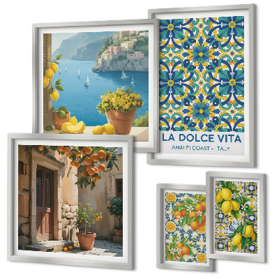 Väggdekoration tavelset Italienska Amalfi-citrusblommor