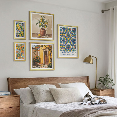 Set om 5 tavlor Italienska citrusfrukter i medelhavsstil