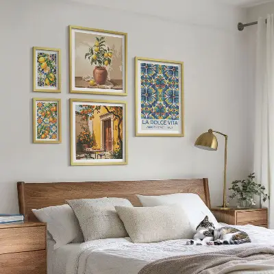 Italienska citrusfrukter i medelhavsstil set om 5 tavlor