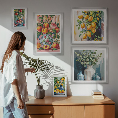 Väggdekoration tavelset Fruktiga blommiga kompositioner