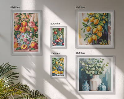 Väggdekoration tavelset Fruktiga blommiga kompositioner
