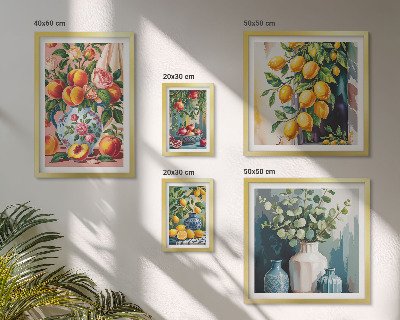 Väggdekoration tavelset Fruktiga blommiga kompositioner