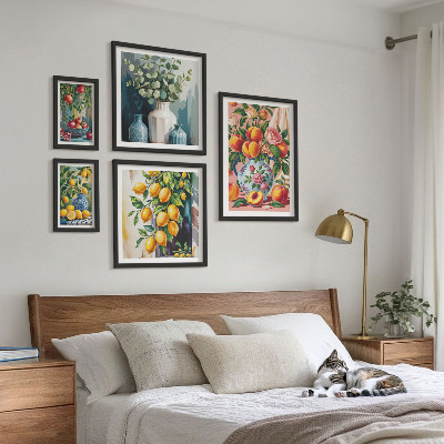 Väggdekoration tavelset Fruktiga blommiga kompositioner