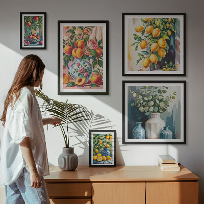 Väggdekoration tavelset Fruktiga blommiga kompositioner