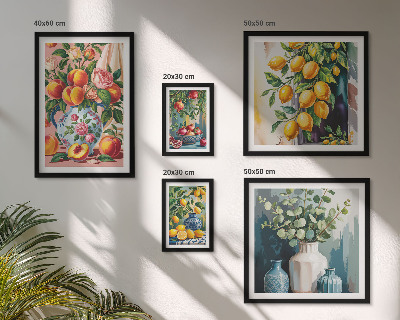 Väggdekoration tavelset Fruktiga blommiga kompositioner