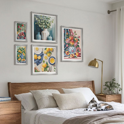 Tavelvägg med 5 tavlor Blommiga fruktkompositioner