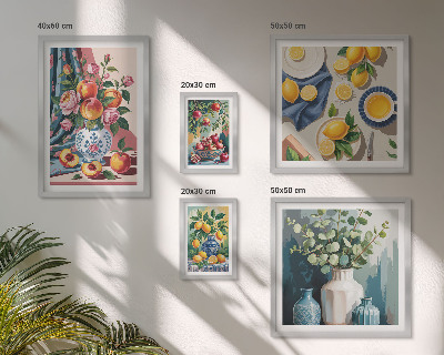 Tavelvägg med 5 tavlor Blommiga fruktkompositioner