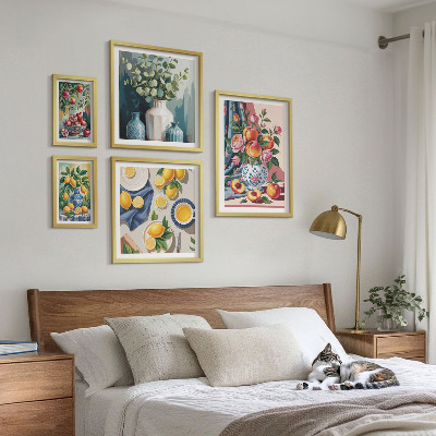 Tavelvägg med 5 tavlor Blommiga fruktkompositioner