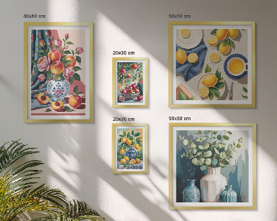 Tavelvägg med 5 tavlor Blommiga fruktkompositioner
