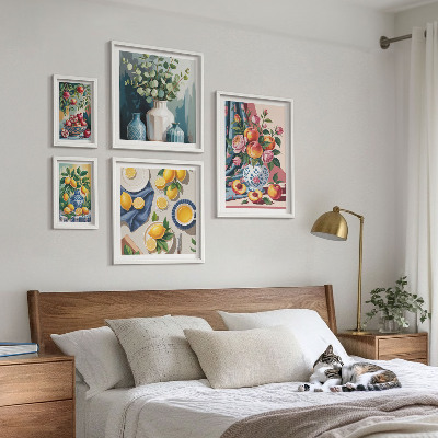 Tavelvägg med 5 tavlor Blommiga fruktkompositioner