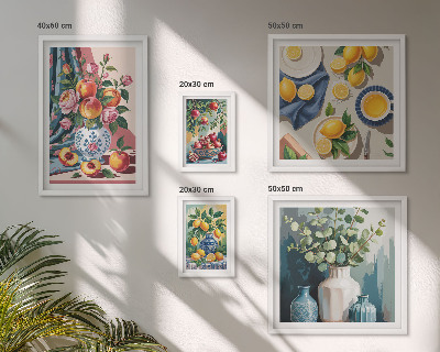 Tavelvägg med 5 tavlor Blommiga fruktkompositioner