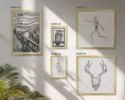 Set om 5 tavlor surrealistisk naturkonst med man