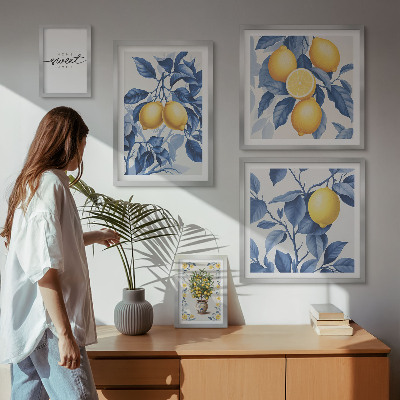 Set om 5 tavlor Citronfärgade rustika accenter