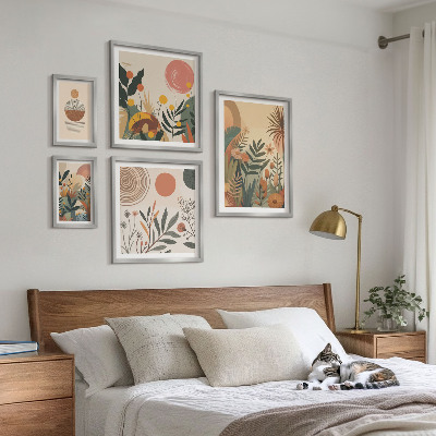 Tavelvägg med 5 tavlor Abstrakta boho växtmotiv