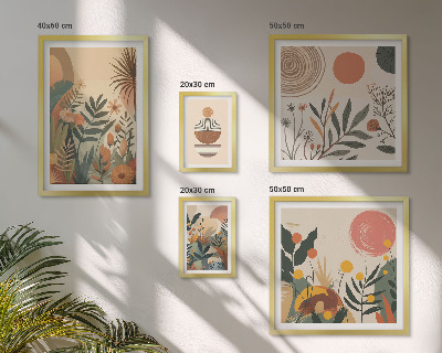 Tavelvägg med 5 tavlor Abstrakta boho växtmotiv