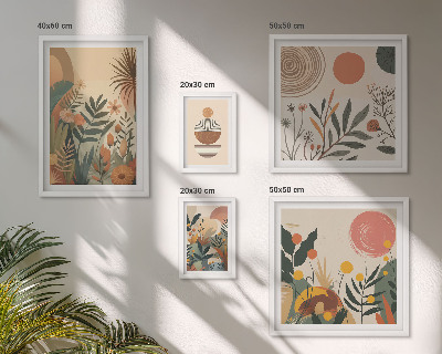 Tavelvägg med 5 tavlor Abstrakta boho växtmotiv
