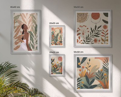 Väggdekoration tavelset Boho-stil med en växtfigur