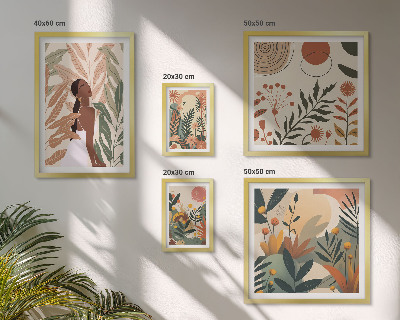 Väggdekoration tavelset Boho-stil med en växtfigur
