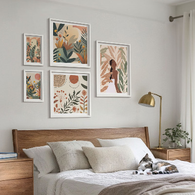 Väggdekoration tavelset Boho-stil med en växtfigur