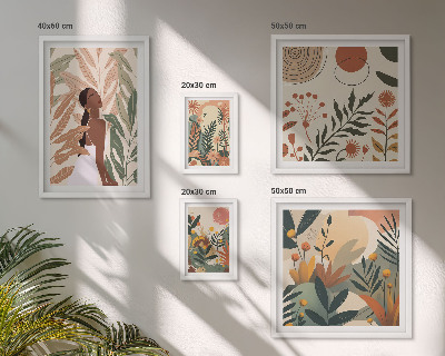 Väggdekoration tavelset Boho-stil med en växtfigur