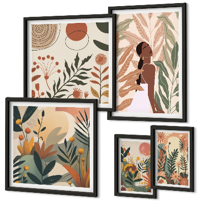 Väggdekoration tavelset Boho-stil med en växtfigur