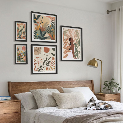 Väggdekoration tavelset Boho-stil med en växtfigur
