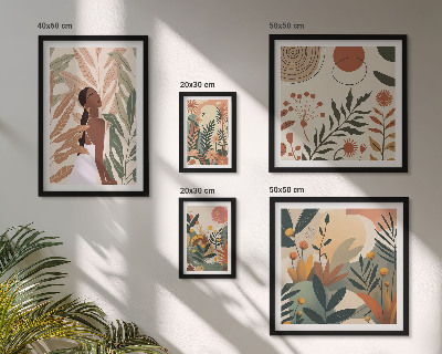 Väggdekoration tavelset Boho-stil med en växtfigur