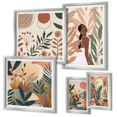 Väggdekoration tavelset Boho-stil med en växtfigur