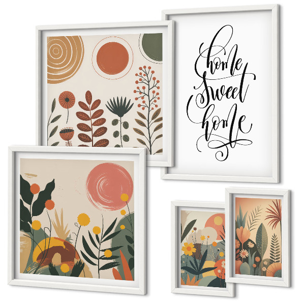 Set om 5 tavlor Snygga växtdekorationer