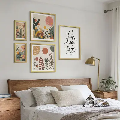 Väggdekoration med växtmotiv set om 5 tavlor
