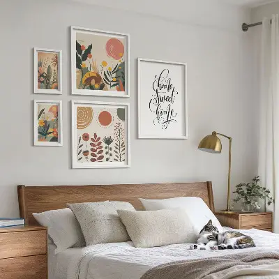 Väggdekoration med växtmotiv set om 5 tavlor