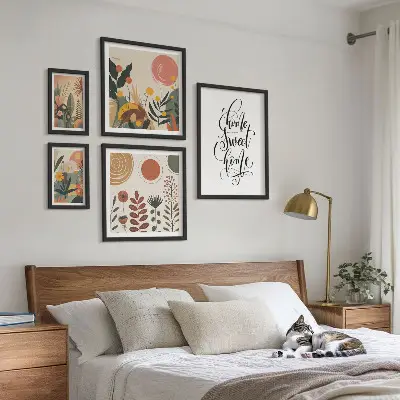 Väggdekoration med växtmotiv set om 5 tavlor