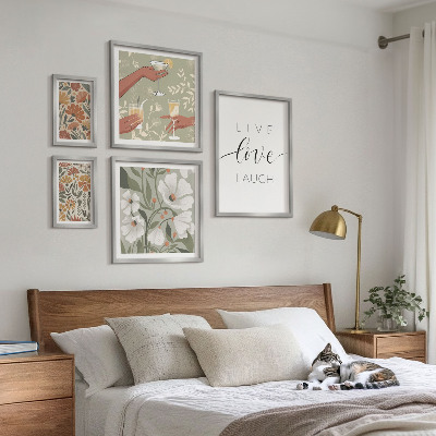 Tavelvägg med 5 tavlor Snygga blommiga grafiska slogans
