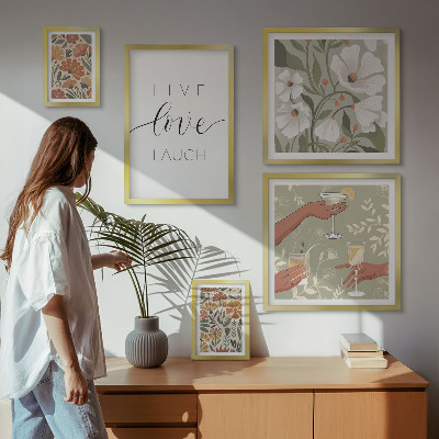 Tavelvägg med 5 tavlor Snygga blommiga grafiska slogans