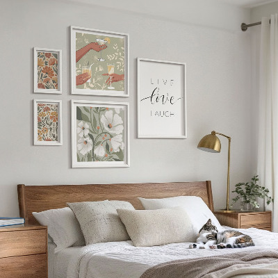 Tavelvägg med 5 tavlor Snygga blommiga grafiska slogans