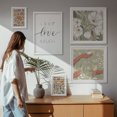 Tavelvägg med 5 tavlor Snygga blommiga grafiska slogans