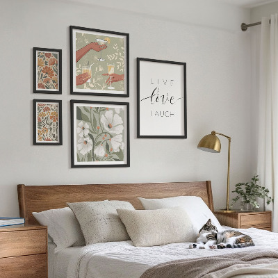 Tavelvägg med 5 tavlor Snygga blommiga grafiska slogans