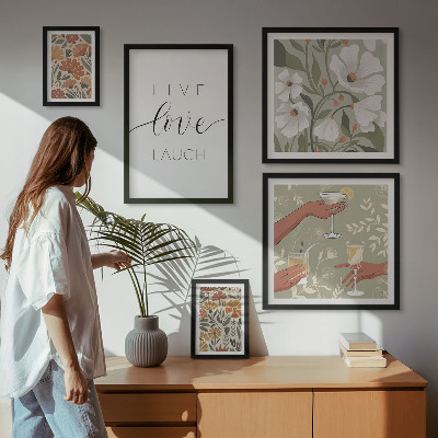 Tavelvägg med 5 tavlor Snygga blommiga grafiska slogans